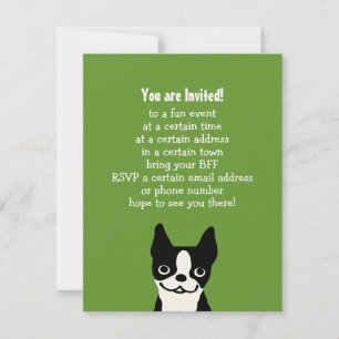 Invitación Boston Terrier - Perro lindo con texto Personaliza