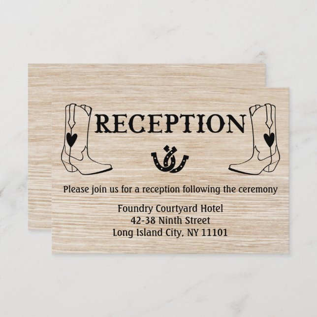 Invitación Bota Vaquera de Recepción Occidental Boda de Campo (Anverso / Reverso)