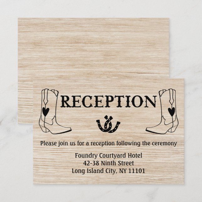 Invitación Bota vaquera de recepción occidental para boda cam (Anverso / Reverso)