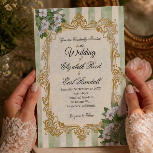 Invitación Botánica a Rayas Vintage (Subido por el creador)