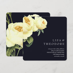 Invitación Botánica   Boda de rosa de color amarillo azul
