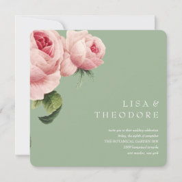 Invitación Botánica | Boda de rosa rosa rosa rosado de Sage V