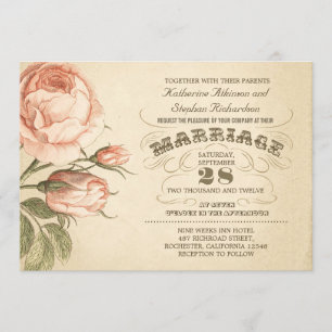 invitación botánica color de rosa rosada del boda