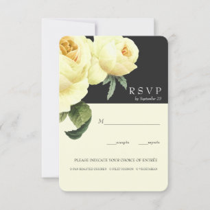 Invitación Botánica   Comida RSVP de Boda Gris Amarilla