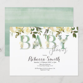 Invitación botánica de Baby Shower caprichosa