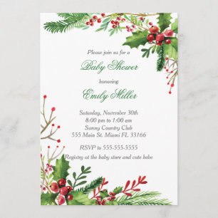 Invitación botánica de Baby Shower del muérdago