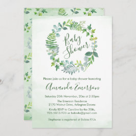 Invitación Botánica de Baby Shower Greenery Wreath