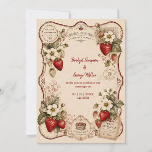 Invitación Botánica de boda de fresa victoriana