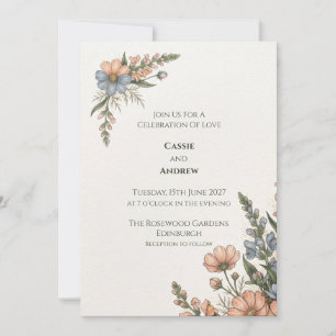 Invitación Botánica de Boda Melocotón
