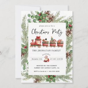 Invitación Botánica de Invierno para Fiesta de Nav