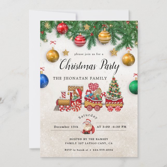Invitación Botánica de Invierno para Fiesta de Nav (Anverso)