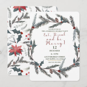 Invitación Botánica de Invierno Piña Baya Comer Beber Alegrar