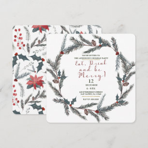 Invitación Botánica de Invierno Piña Baya Comer Beber Alegrar