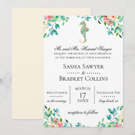Invitación botánica de la boda del Seahorse