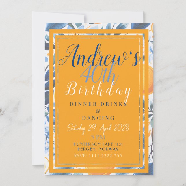 Invitación Botánica de Naranja de Verano (Anverso)