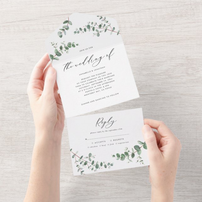 Invitación botánica del Boda de presupuesto Eucaly (desgarro)