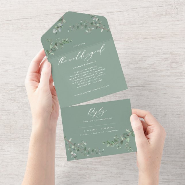 Invitación botánica del Boda de presupuesto Eucaly (desgarro)