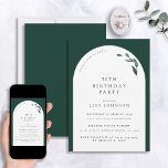 Invitación Botánica del moderno 50 aniversario del Arco Verde<br><div class="desc">¿Planeando un cumpleaños especial? Le presentaremos nuestra invitación botánica para el 50 aniversario del Arco Verde Esmeralda, la manera perfecta de hacer de su evento una experiencia memorable. Su fondo verde esmeralda y su elegante arco blanco se complementan perfectamente con elegantes acentos botánicos acuarelas, creando una invitación realmente especial. Añada...</div>