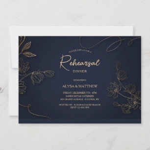 Invitación Botánica Dorada y Negra