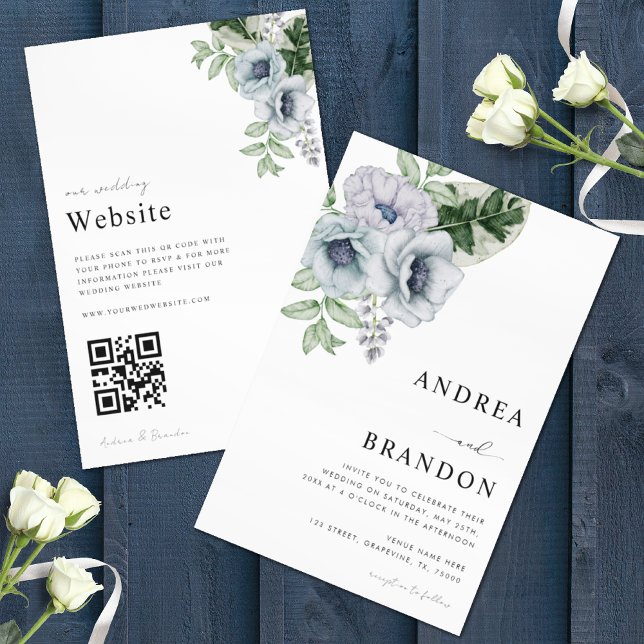 Invitación Botánica floral tropical lisa en un solo Boda (Subido por el creador)