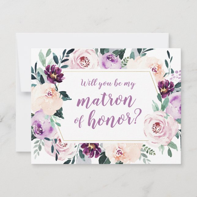 Invitación Botánica floreciente ¿Serás mi matrona de honor? (Anverso)