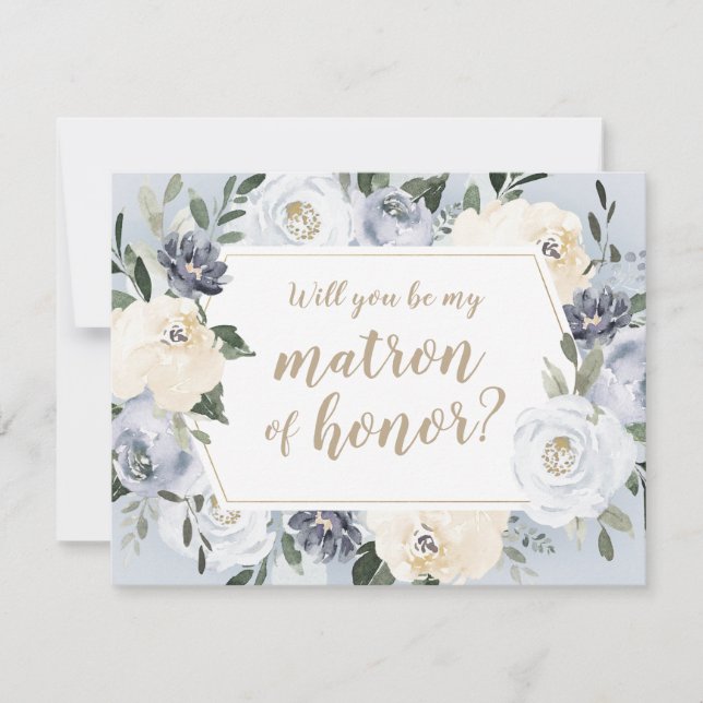 Invitación Botánica floreciente ¿Serás mi matrona de honor? (Anverso)