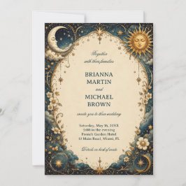 Invitación Botánica Lunar Vintage Celestial