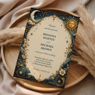 Invitación Botánica Lunar Vintage Celestial