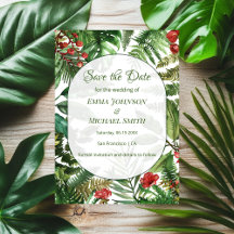 Botánica Tropical Greens Save The Date Card