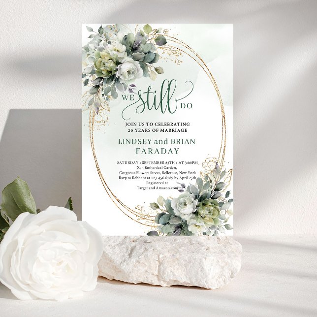 Invitación Botánica Verde Rústica Aún Lo Hacemos (Rustic Botanical Green We Still Do Invitation)