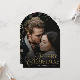 Invitación Botanical Arch Photo Merry Christmas Holiday Card