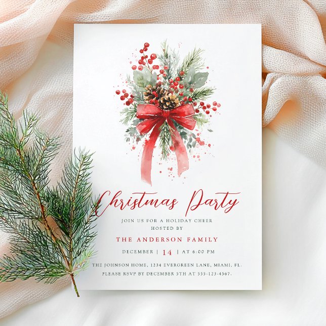 Invitación Botanical Berries Christmas Party (Subido por el creador)