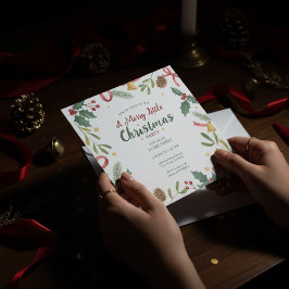 Invitación Botanical Christmas Wreath Frame Invitation