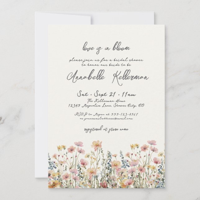 Invitación Botanical Colorful Wildflowers Bridal Shower (Anverso)