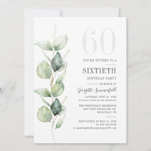 Invitación Botanical Eucalyptus Foliage 60th Birthday Party