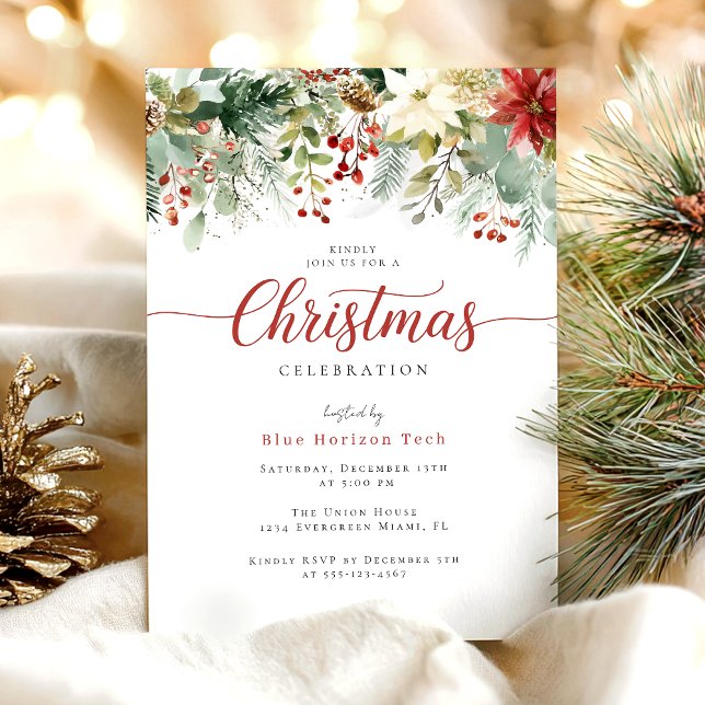 Invitación Botanical Floral Christmas Party (Subido por el creador)
