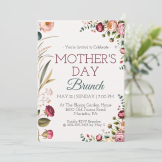 Invitación Botanical Floral Mothers Day Brunch Invitation