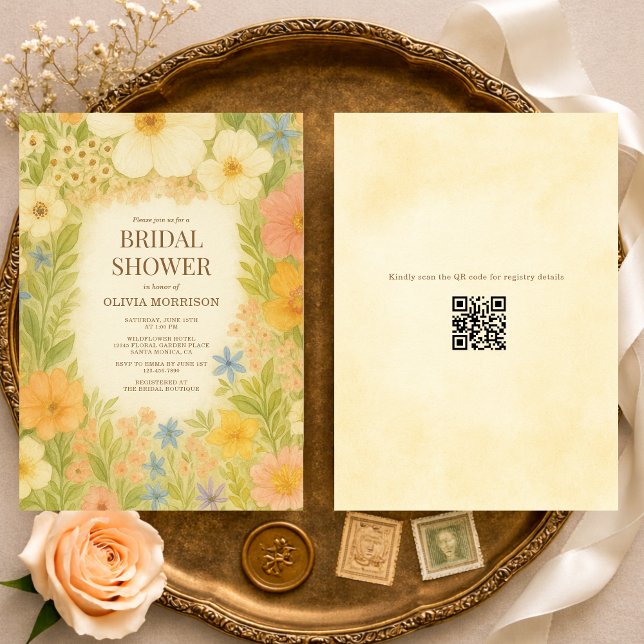 Invitación Botanical Garden Floral QR Code Bridal Shower (Subido por el creador)