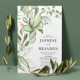 Invitación Botanical Greenery Gold Wedding