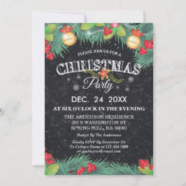 Invitación Botanical Holiday Family Reunion Christmas Party