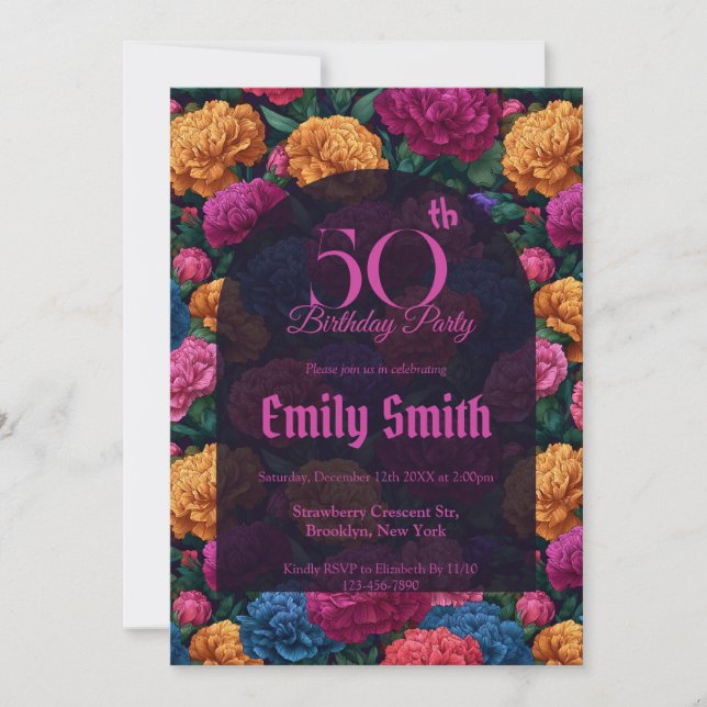 Invitación Botanical Inspired Carnation Floral Kids’ Birthday (Anverso)