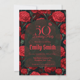 Invitación Botanical Inspired Carnation Flower 20Th Birthday