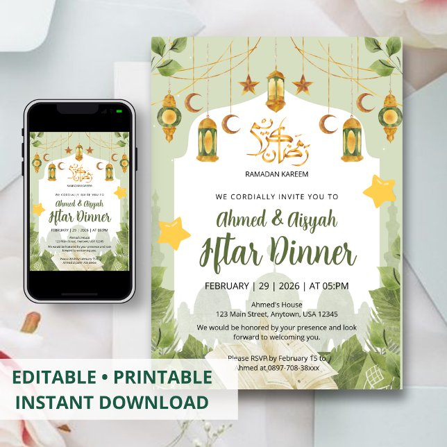 Invitación Botanical Islamic Iftar Invitation with Quran (Subido por el creador)