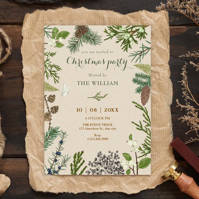 Invitación Botanical leaves christmas  (Subido por el creador)