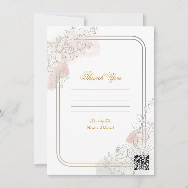 Invitación Botanical Outline Sage Blush Floral Wedding Sign (Anverso)