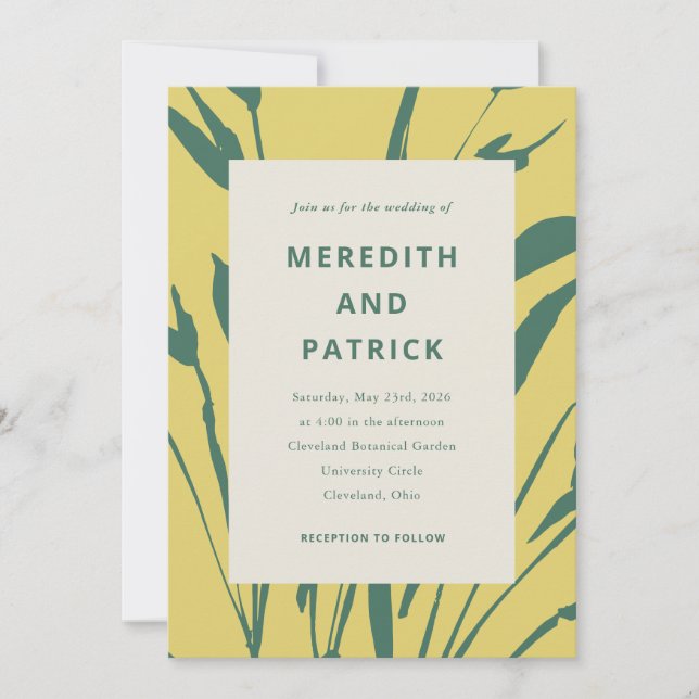 Invitación Botanical Sketch Citrus Pine Wedding Invitation (Anverso)