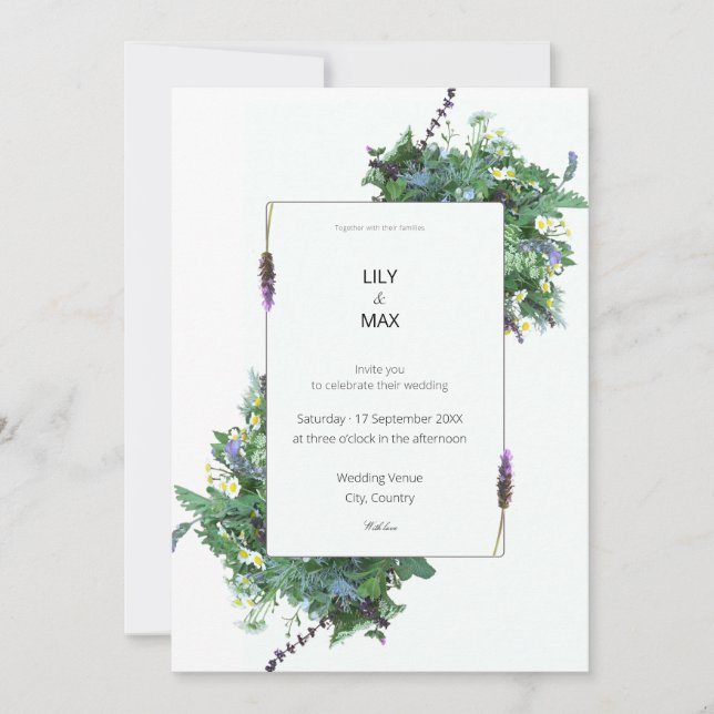 Invitación Botanical Wedding Invitation | Elegant Wildflower  (Anverso)