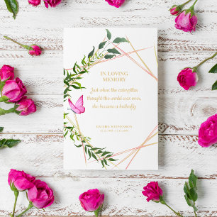 Invitación Botanical with Butterfly for Memorial Dear Ones