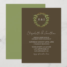 Invitación Botanical Wreath Earth Tone Engagement Party