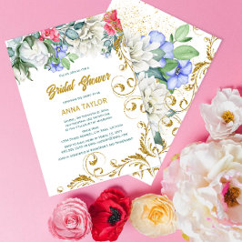 Invitación Botanicals Faux Gold Purpurina Swirls Bridal Showe